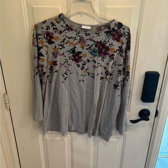 J. Jill Multicolor Floral Gray Sweatshirt - Picture 2 of 5